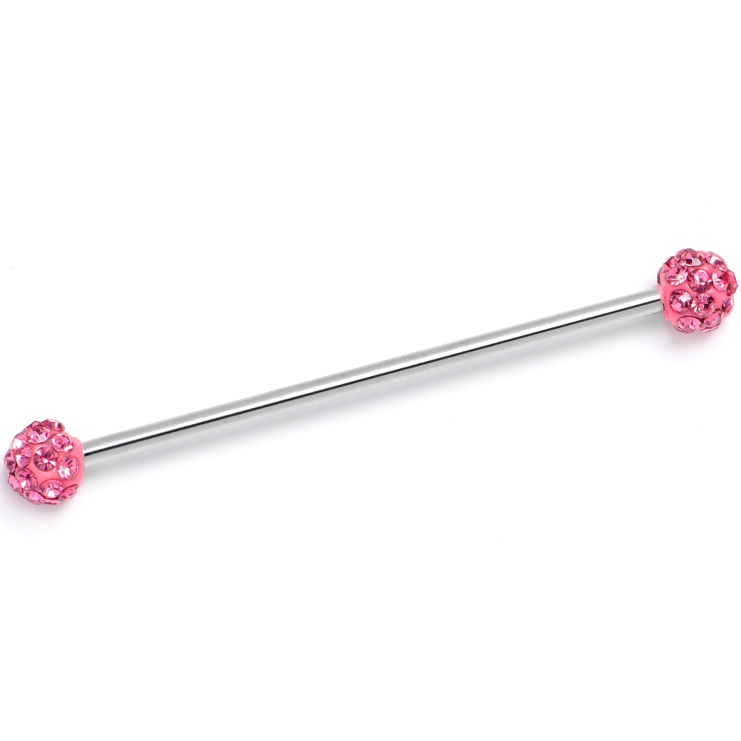 14G Pink Gem Internally Threaded Disco Industrial Barbell 38mm