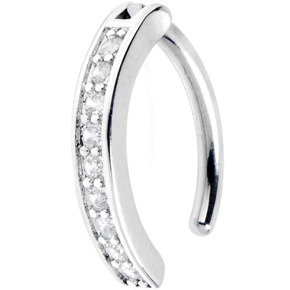 14G 3/8 Implant Grade Titanium CZ Paved Hinged Hoop Belly Ring