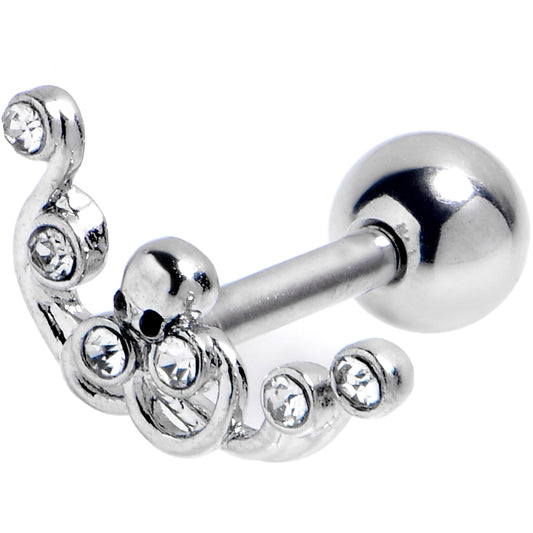 16G 1/4 Clear Gem Scrolling Elegance Cartilage Tragus Earring