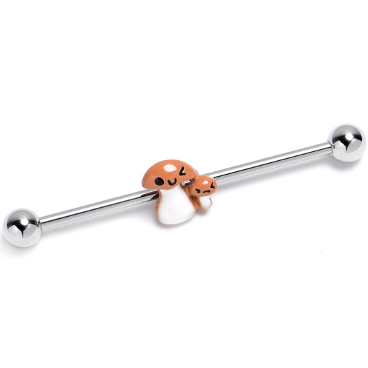 14G Fanciful Mushrooms Industrial Barbell 38mm