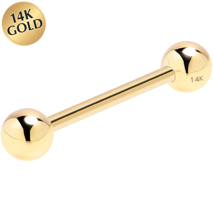 14G 5/8 Solid 14k Yellow Gold Straight Barbell