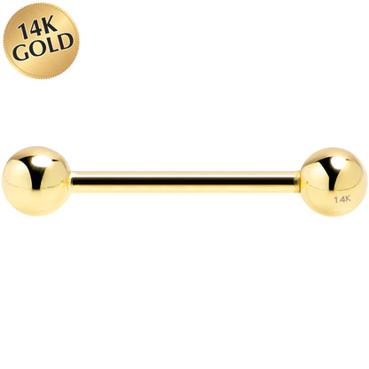 14G 5/8 Solid 14k Yellow Gold Straight Barbell