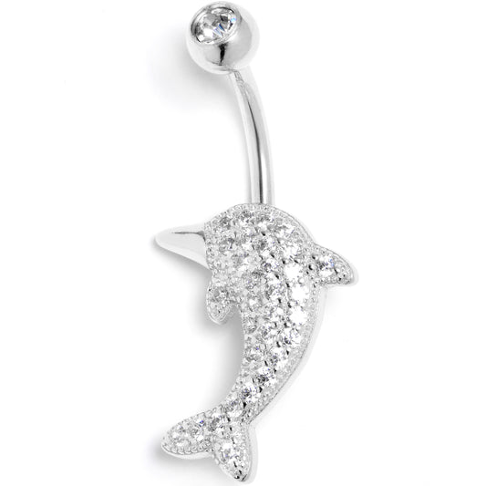 Clear CZ Gem Deluxe Dolphin Belly Ring