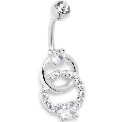 Clear CZ Gem Linked Loops Dangle Belly Ring
