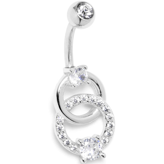 Clear CZ Gem Linked Loops Dangle Belly Ring