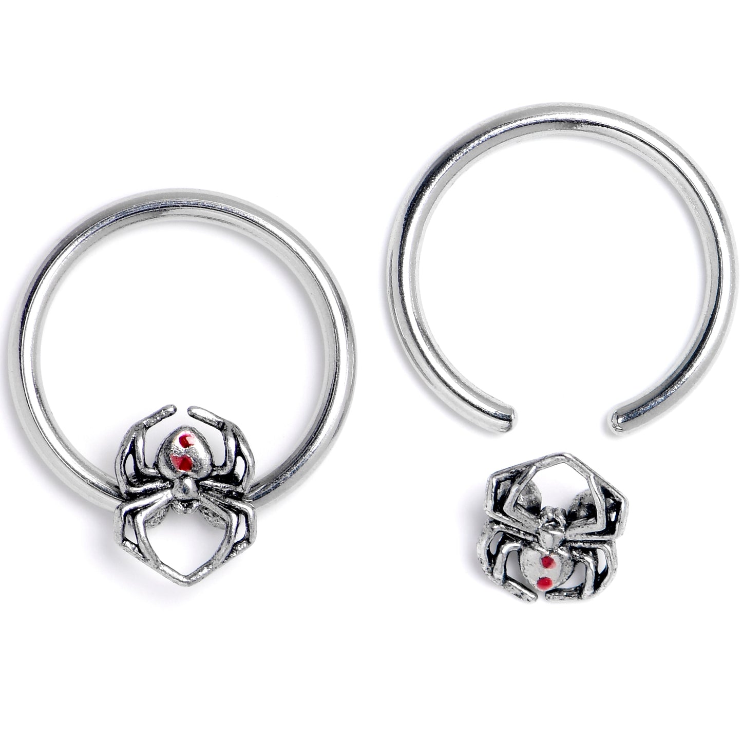 16G 3/8 Spiders Red BCR Captive Bead Ring Set of 4