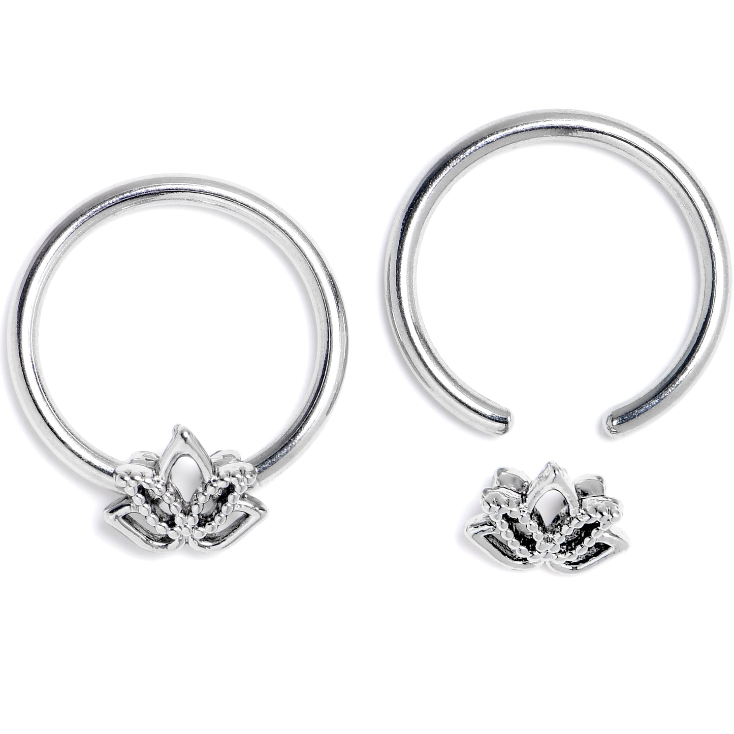 16G 3/8 Lush Lotus BCR Captive Ring Set of 4