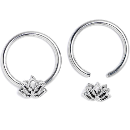 16G 3/8 Lush Lotus BCR Captive Ring Set of 4