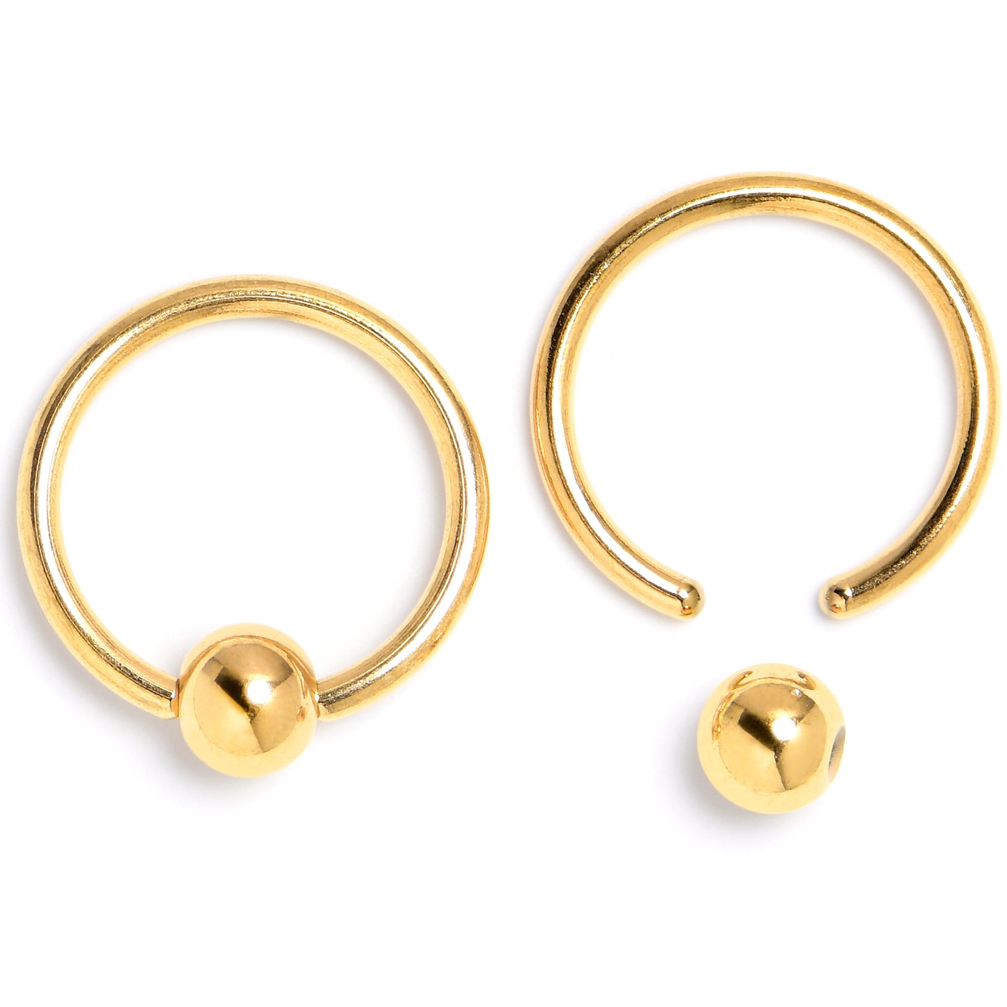 16G 3/8 Clear Gem Gold Tone Tiny Flower BCR Captive Ring Set of 4