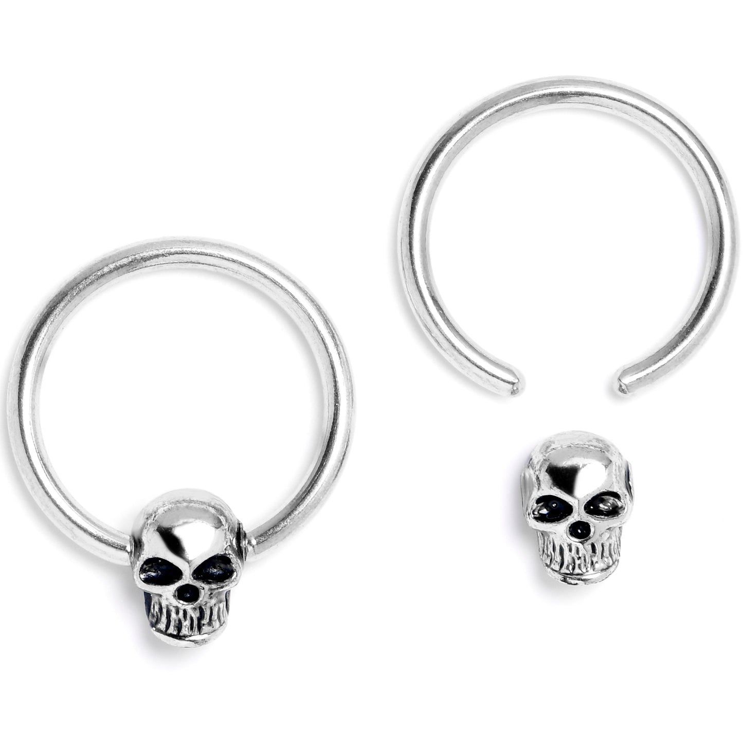 16G 3/8 Gothic Skulls BCR Captive Ring Set of 4