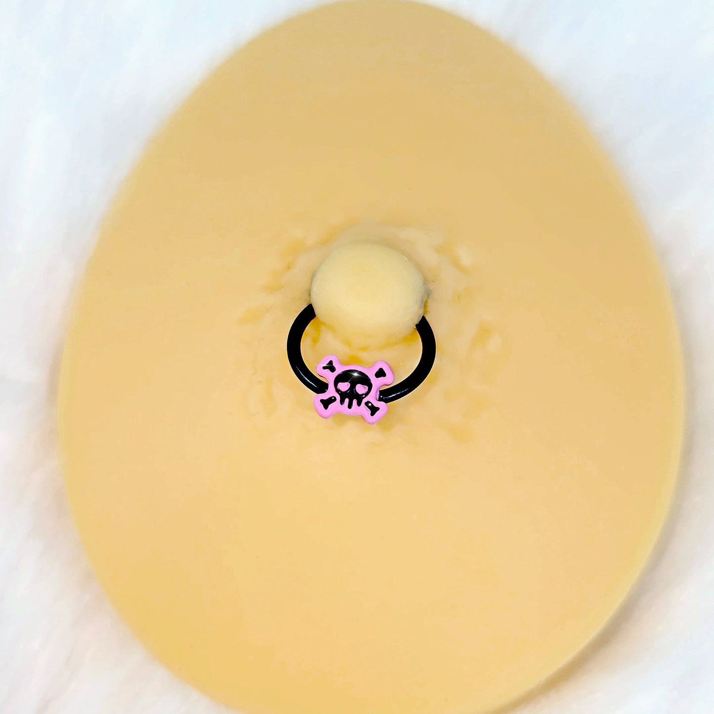 16G 3/8 Black Skull Crossbones Pink BCR Captive Ring Set of 4