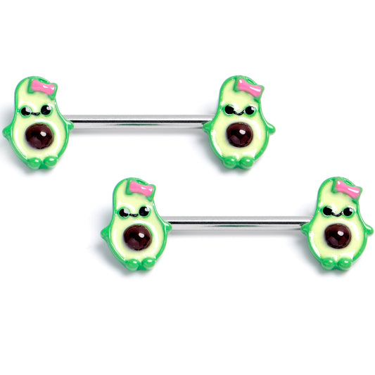 14G 9/16 Cutie Avocado Barbell Nipple Ring Set
