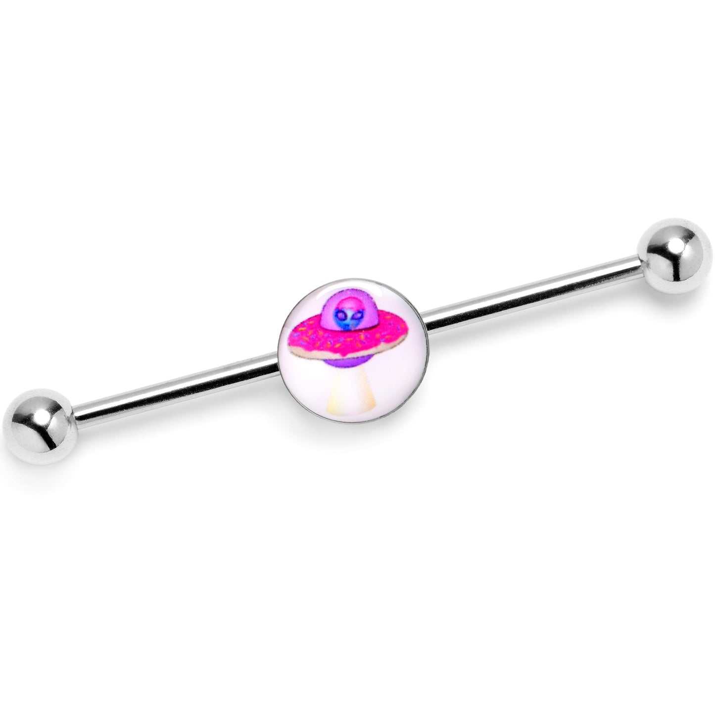 14G UFO Alien Ship Industrial Barbell 38mm