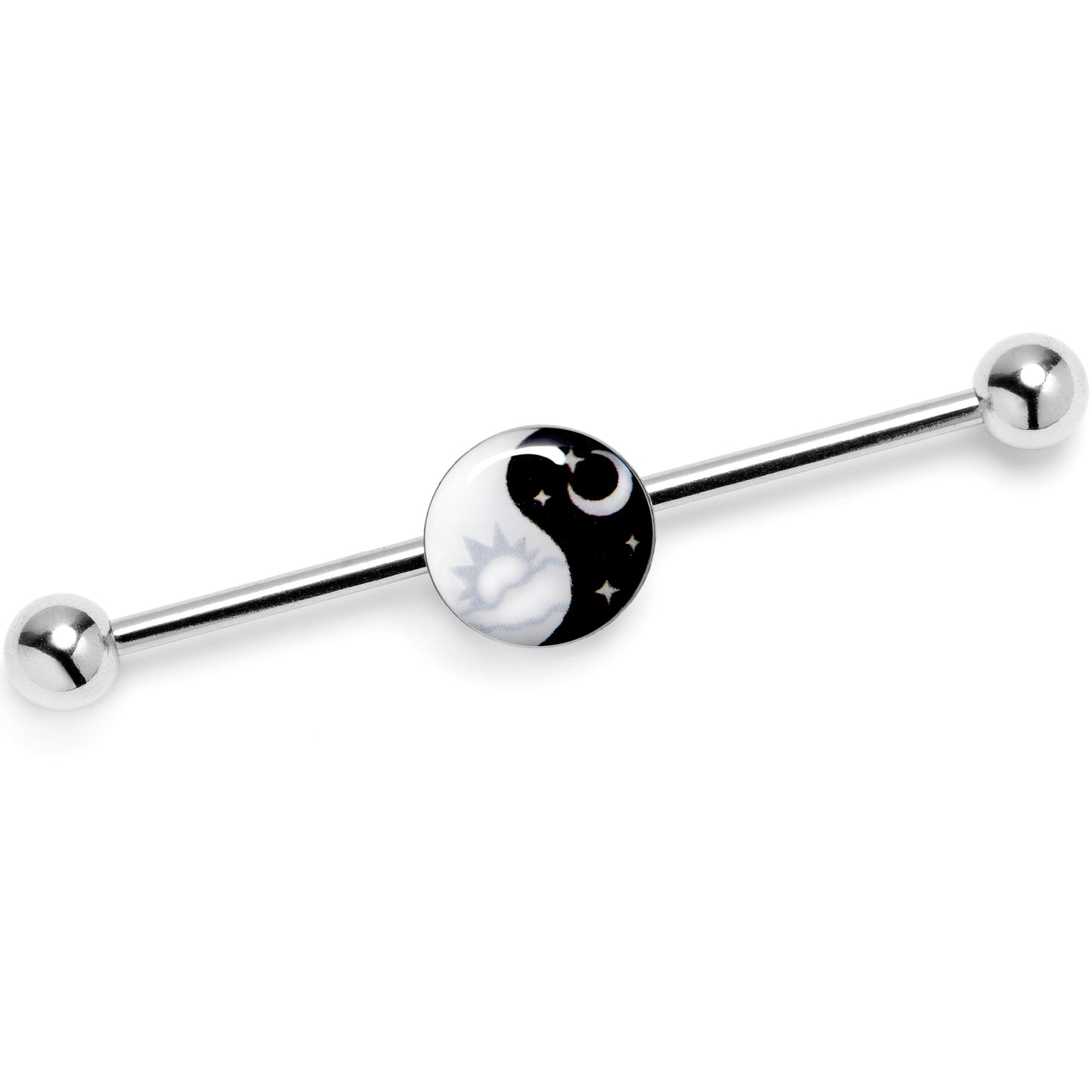 14G Night And Day Yin Yang Industrial Barbell 38mm