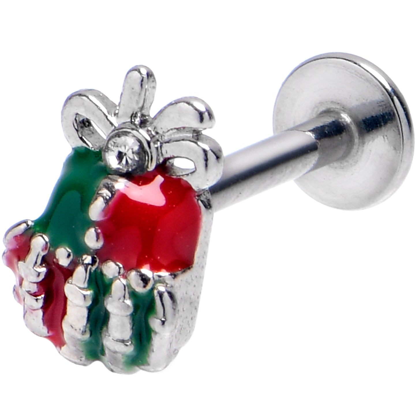 16G 5/16 Clear Gem Skeleton Hand Present Labret Monroe Tragus