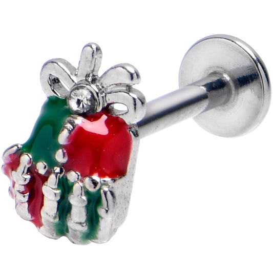 16G 5/16 Clear Gem Skeleton Hand Present Labret Monroe Tragus