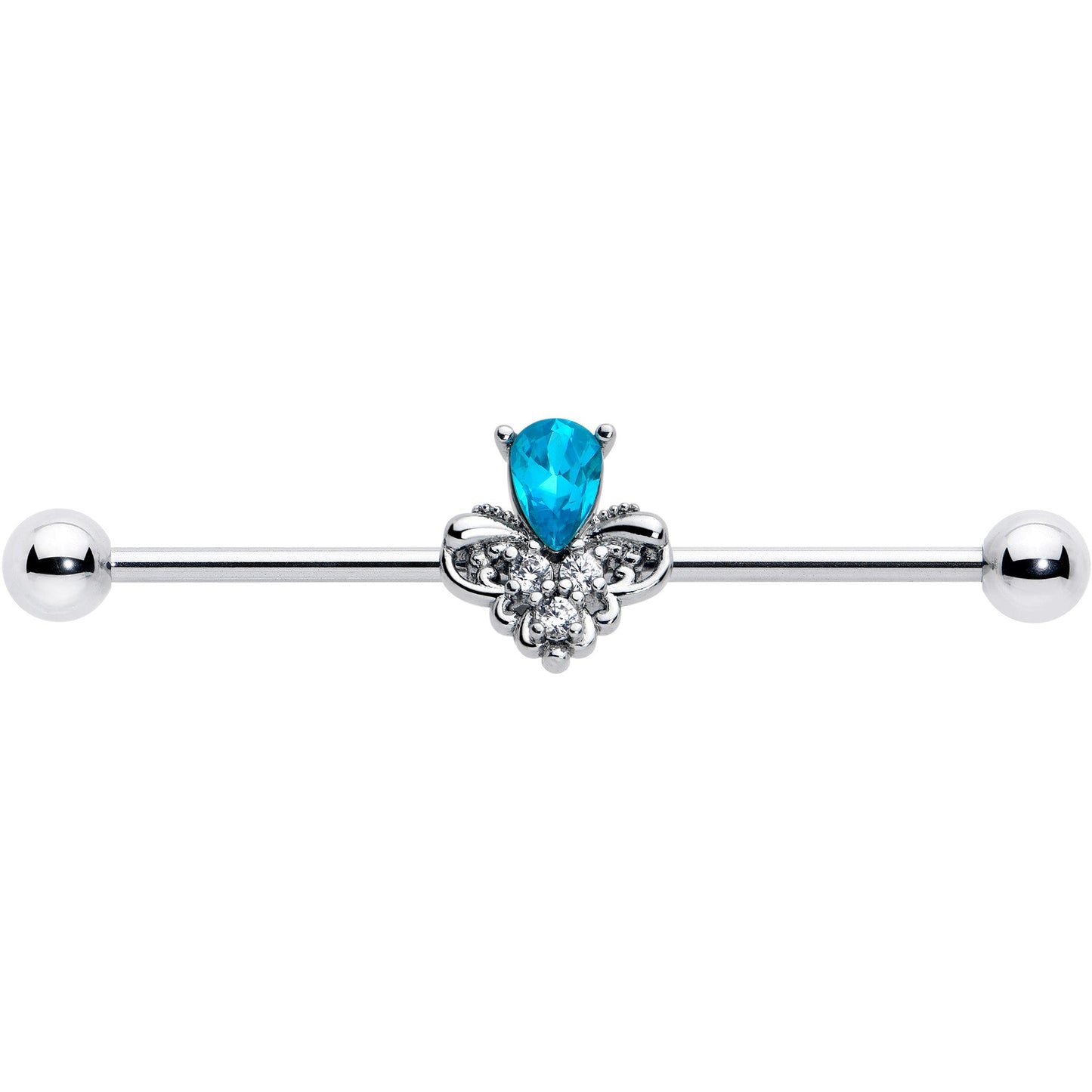 14G Blue Gem Style Simplicity Industrial Barbell 38mm