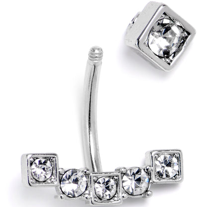 Clear CZ Gem Blocky Arch Double Mount Belly Ring