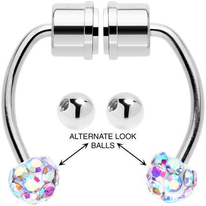 Aurora Gem Magnetic Septum Ring Horseshoe Non-Pierced Fake Nose Ring Set