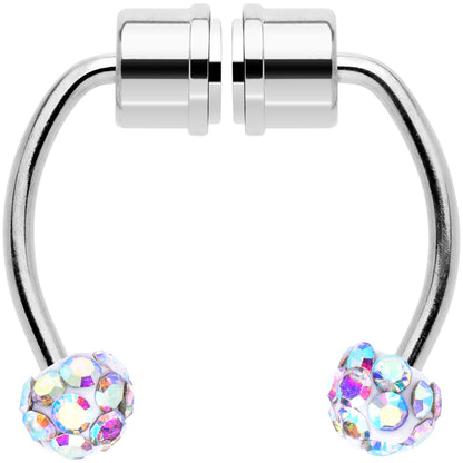 Aurora Gem Magnetic Septum Ring Horseshoe Non-Pierced Fake Nose Ring Set