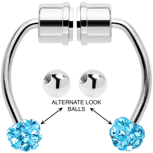 Blue Gem Magnetic Septum Ring Horseshoe Non-Pierced Fake Nose Ring Set