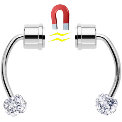 Clear Gem Magnetic Septum Ring Horseshoe Non-Pierced Fake Nose Ring Set