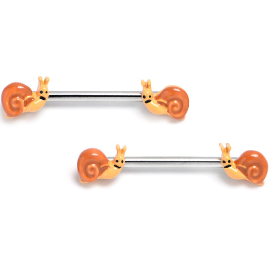 14G 9/16 Cottagecore Snail Barbell Nipple Ring Set