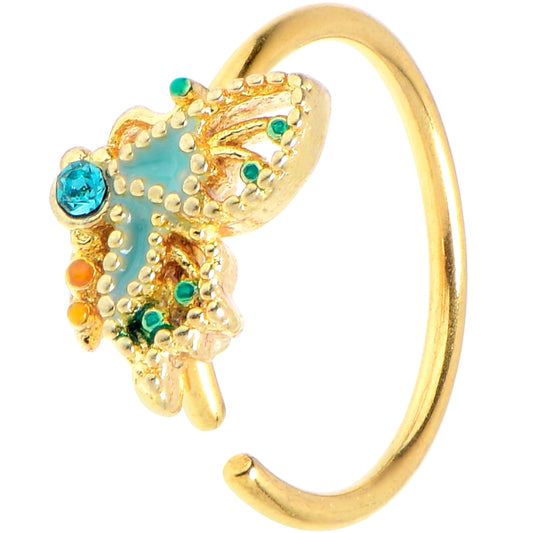 20G 5/16 Blue Gem Gold Tone Ribbon Butterfly Nose Hoop