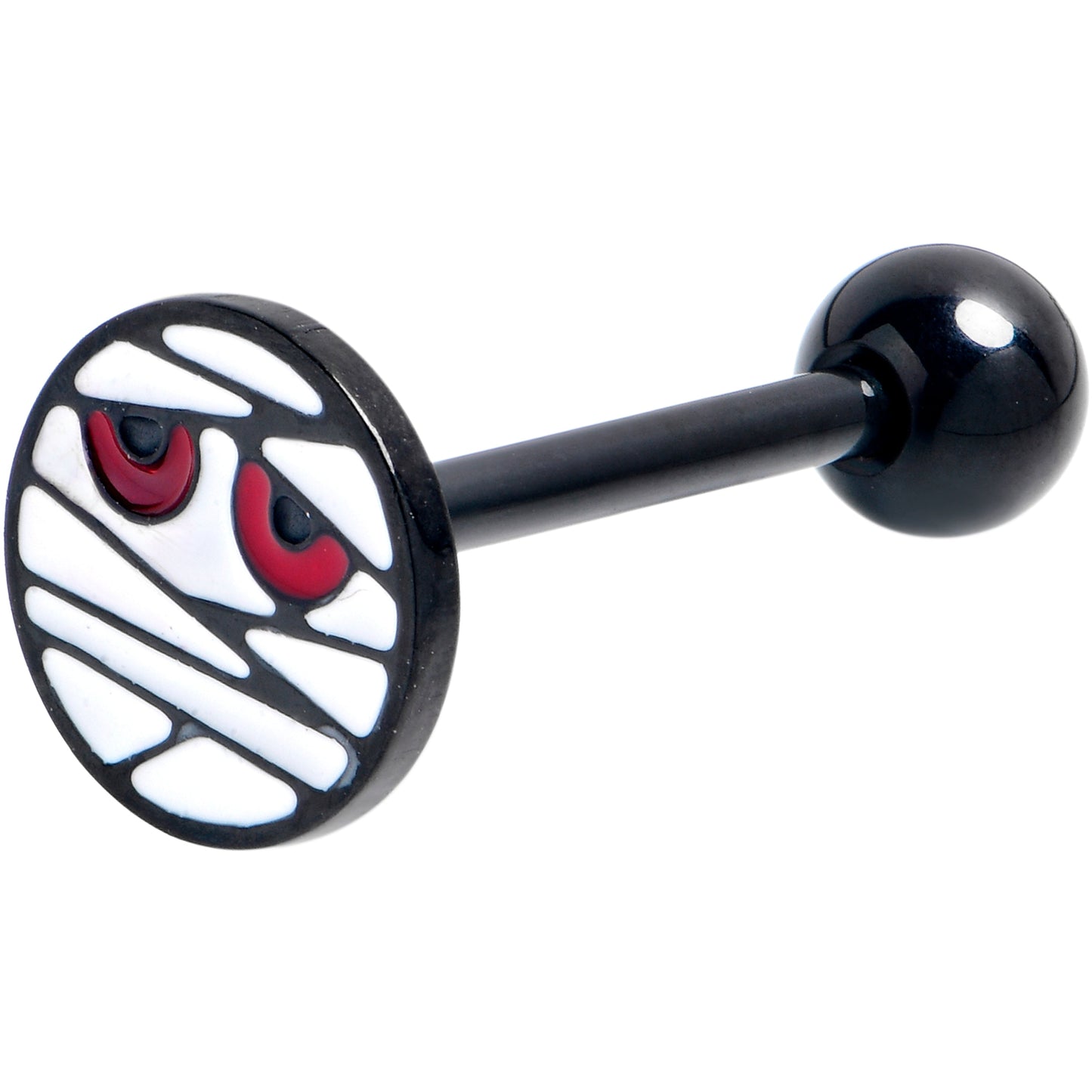 Black Halloween Mummy Barbell Tongue Ring