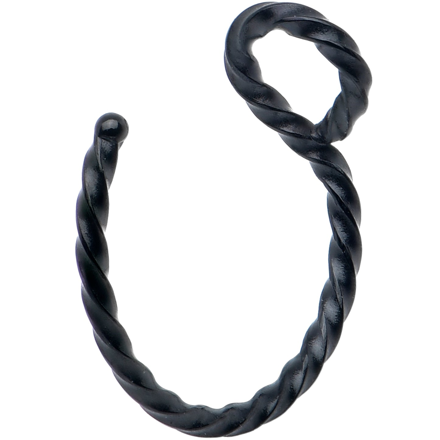 Black Twisted Stainless Steel Clip on Hoop Fake Nose Ring