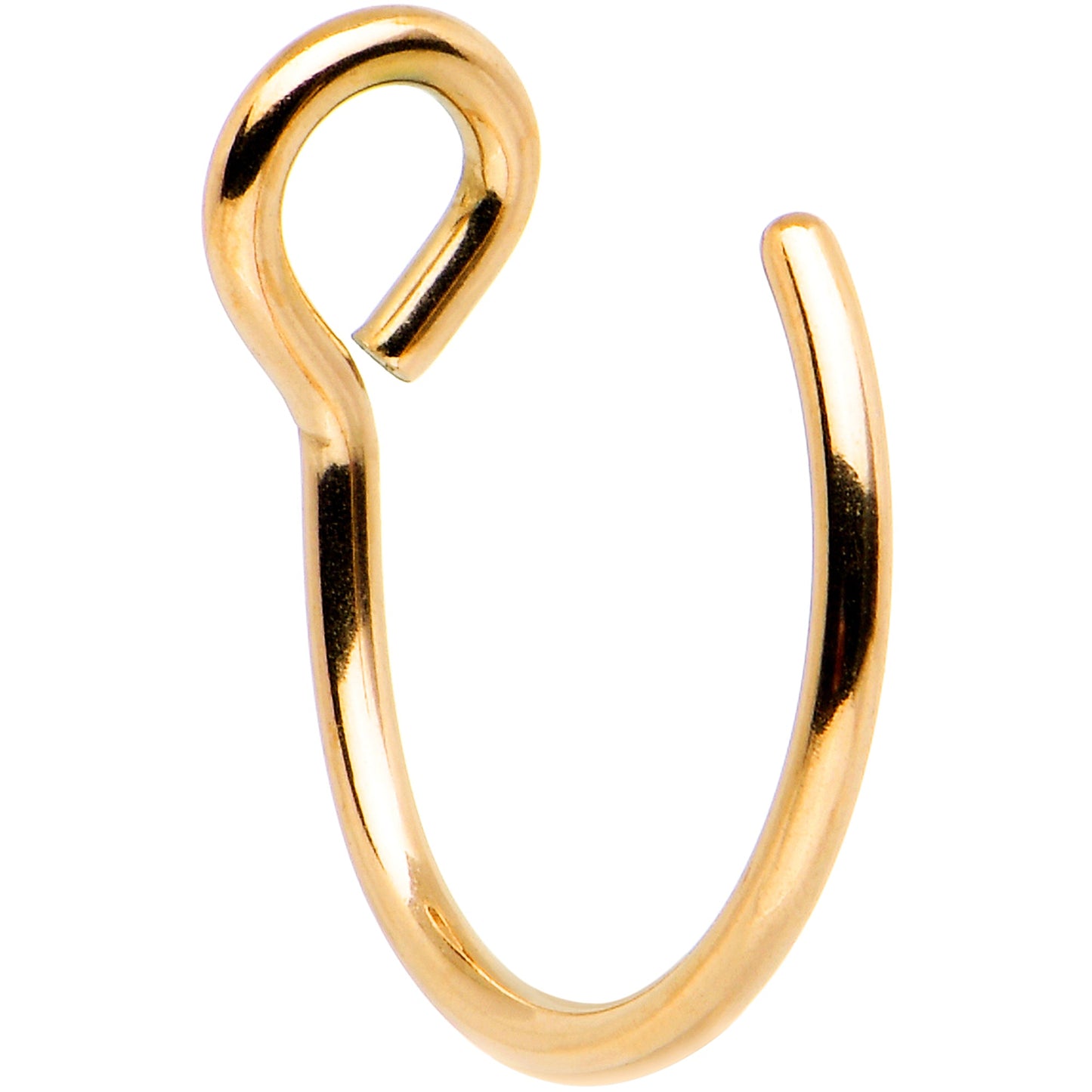 Gold Tone Stainless Steel Clip on Hoop Fake Nose Ring