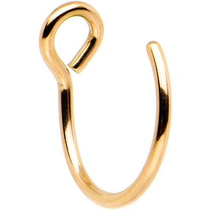 Gold Tone Stainless Steel Clip on Hoop Fake Nose Ring