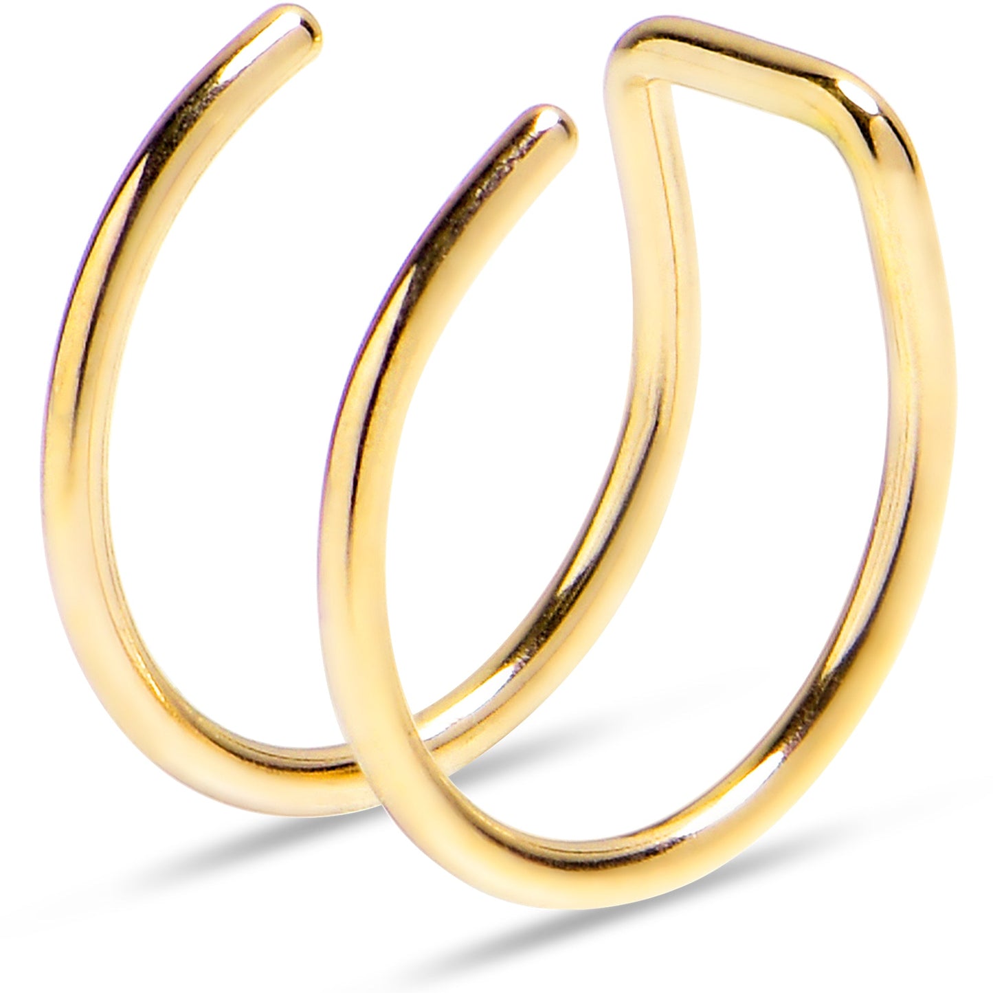Gold Stainless Steel Clip on Double Hoop Fake Cartilage Earring Ear Cuff
