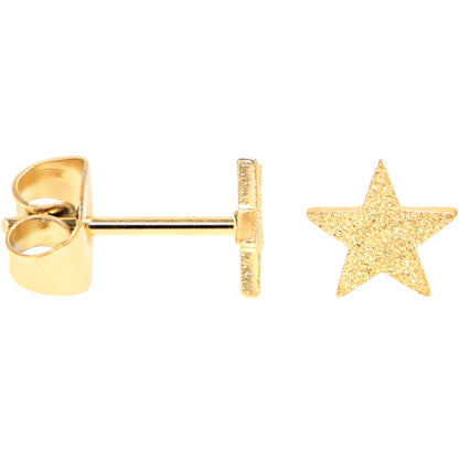 4mm-8mm Stars Stud Gold Tone 316L Stainless Steel Earrings 6 Pack