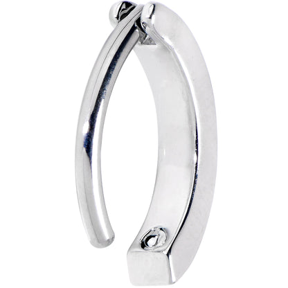 14G 3/8 White Synthetic Opal ASTM F-136 Implant Grade Titanium Hinged Hoop Belly Ring