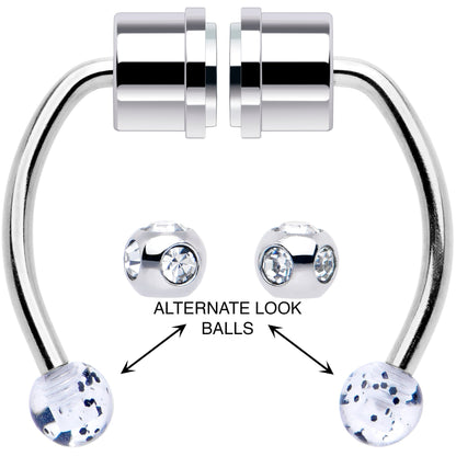 Black Mist Gem Magnetic Septum Ring Horseshoe Non-Pierced Fake Nose Ring