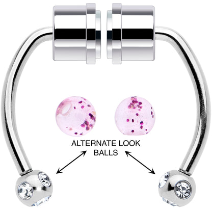 Pink Gem Magnetic Septum Ring Horseshoe Non-Pierced Fake Nose Ring