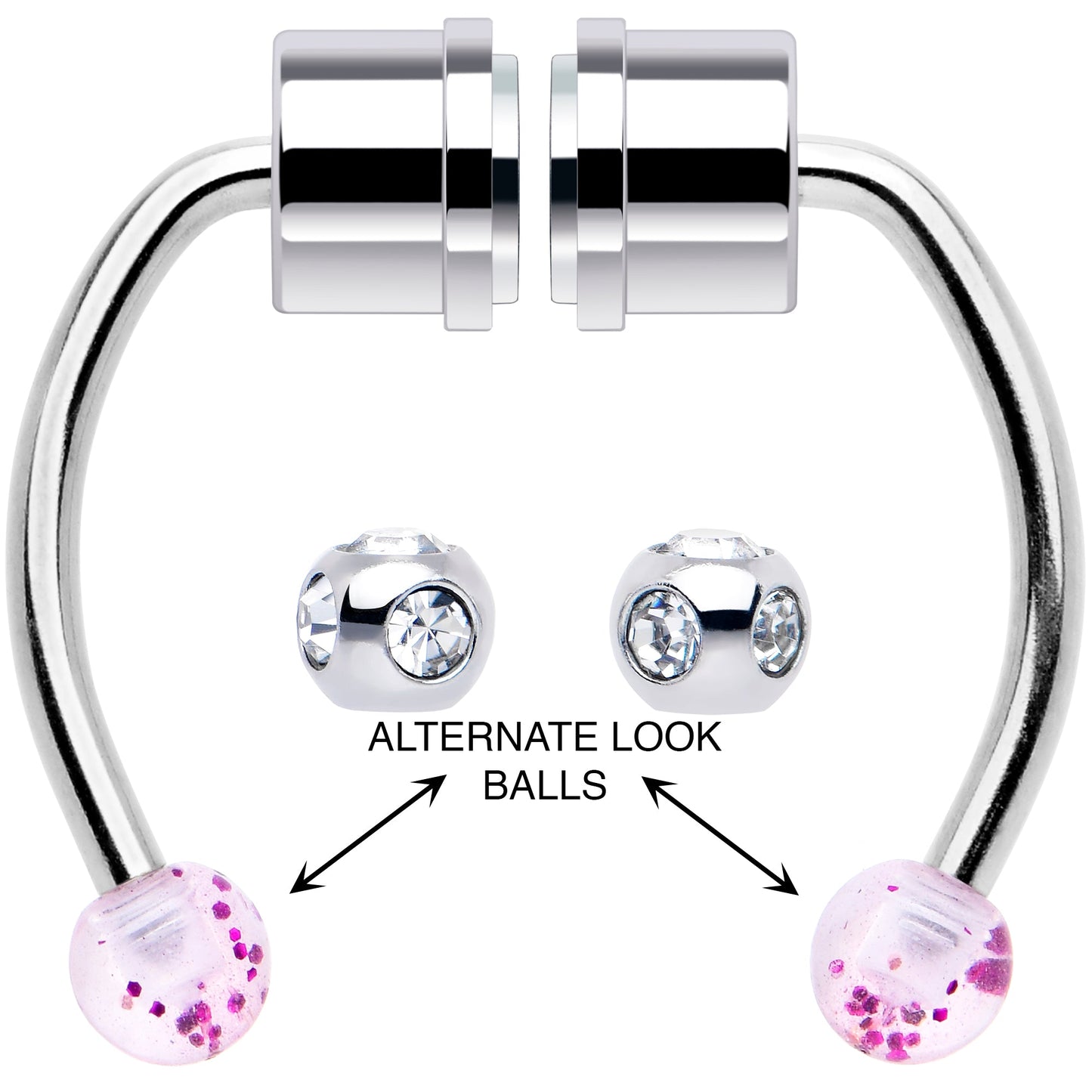 Pink Gem Magnetic Septum Ring Horseshoe Non-Pierced Fake Nose Ring