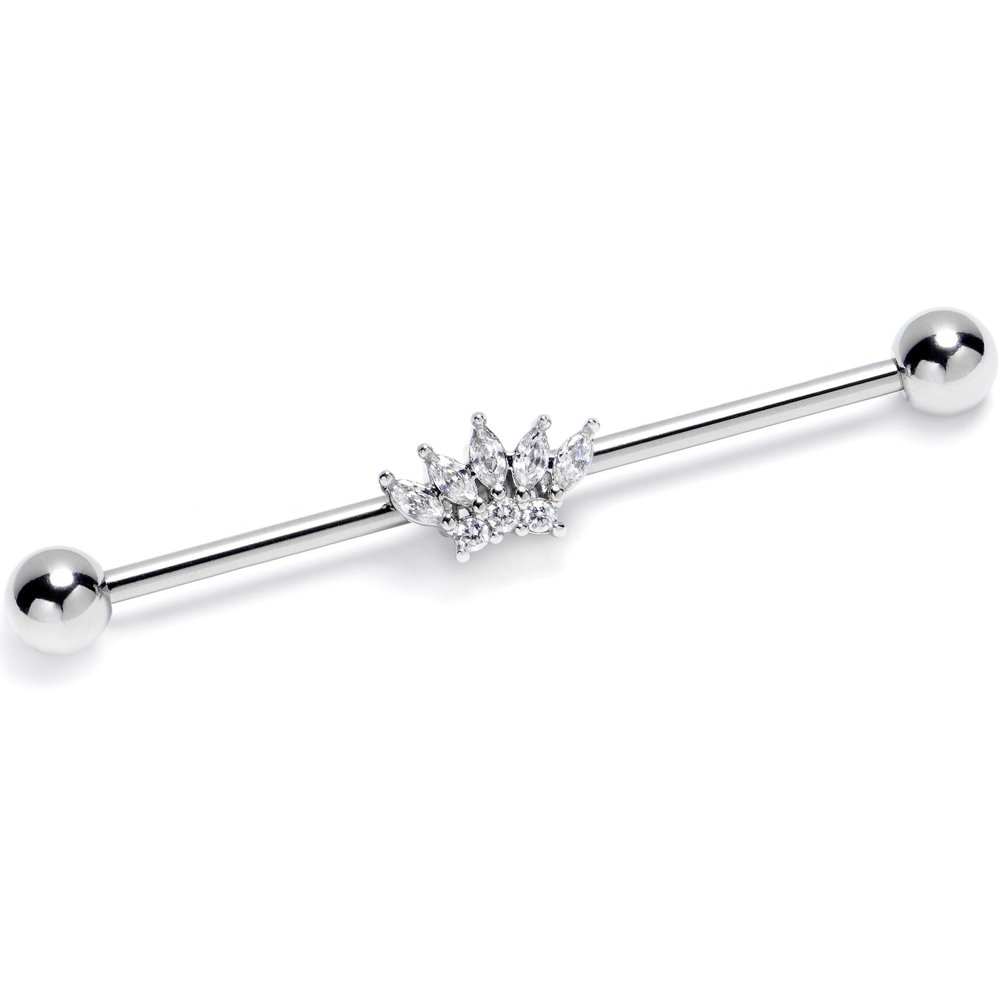 14G Clear Gem Fashion Fan Industrial Barbell 38mm