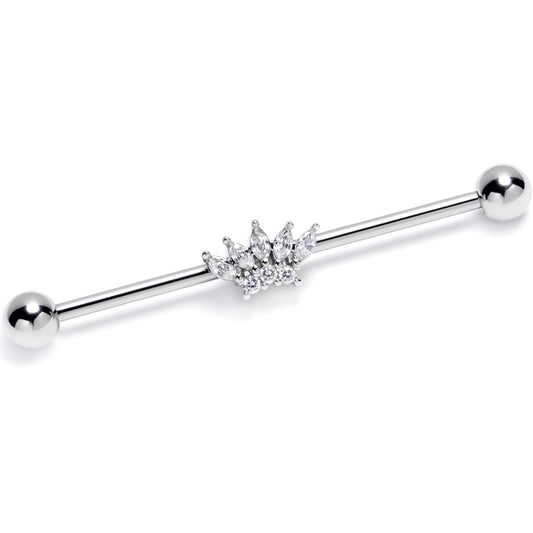 14G Clear Gem Fashion Fan Industrial Barbell 38mm