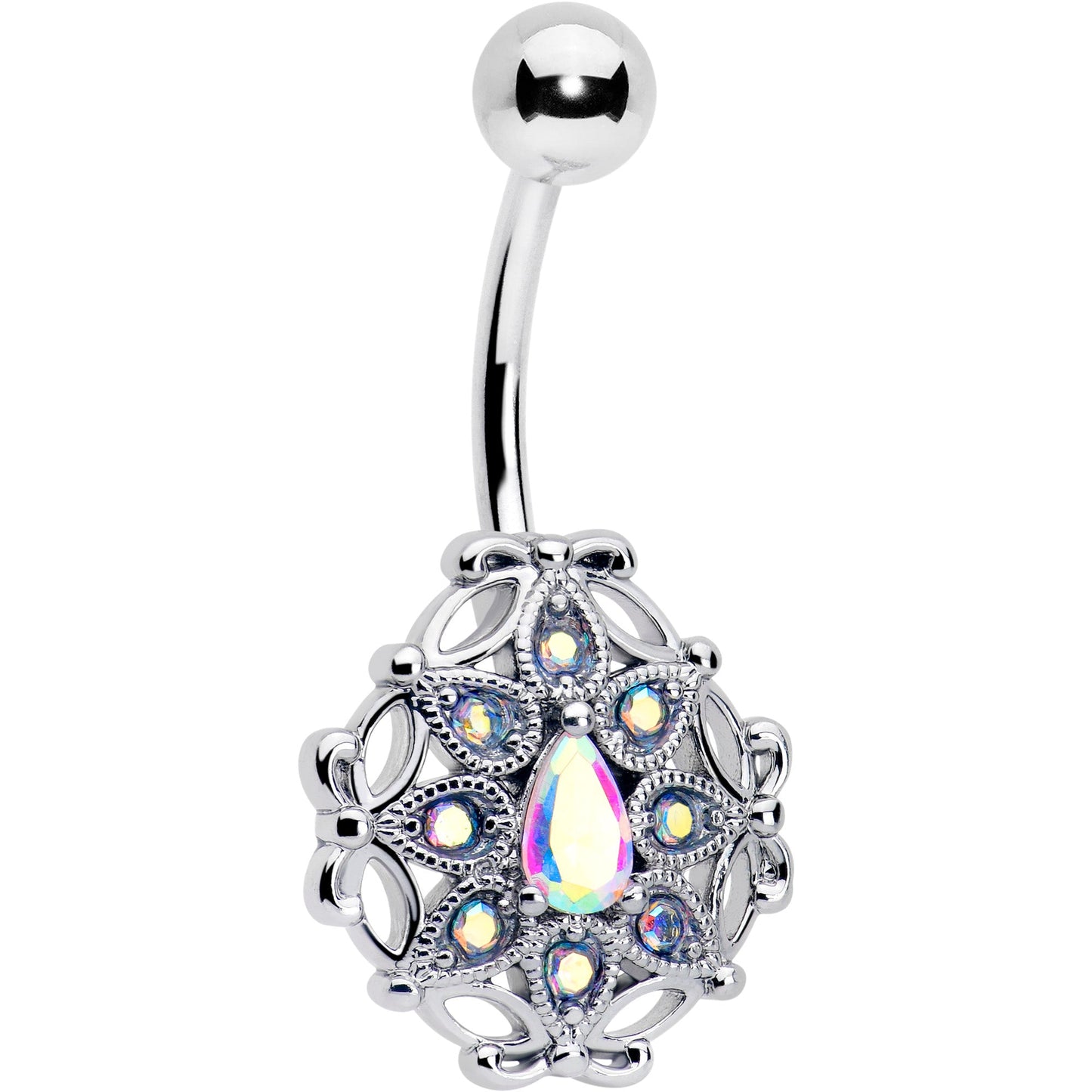Aurora Gem Retro Sunburst Belly Ring