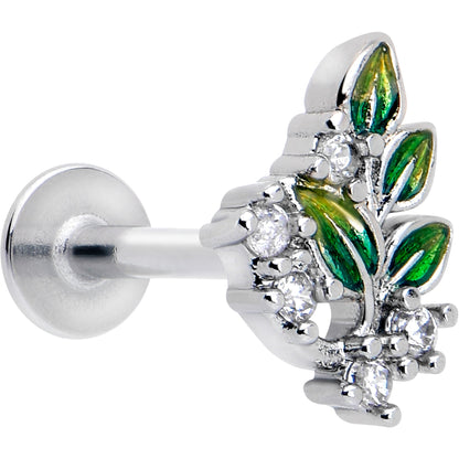 16G 5/16 Clear CZ Gem Morning Leaves Labret Monroe Tragus