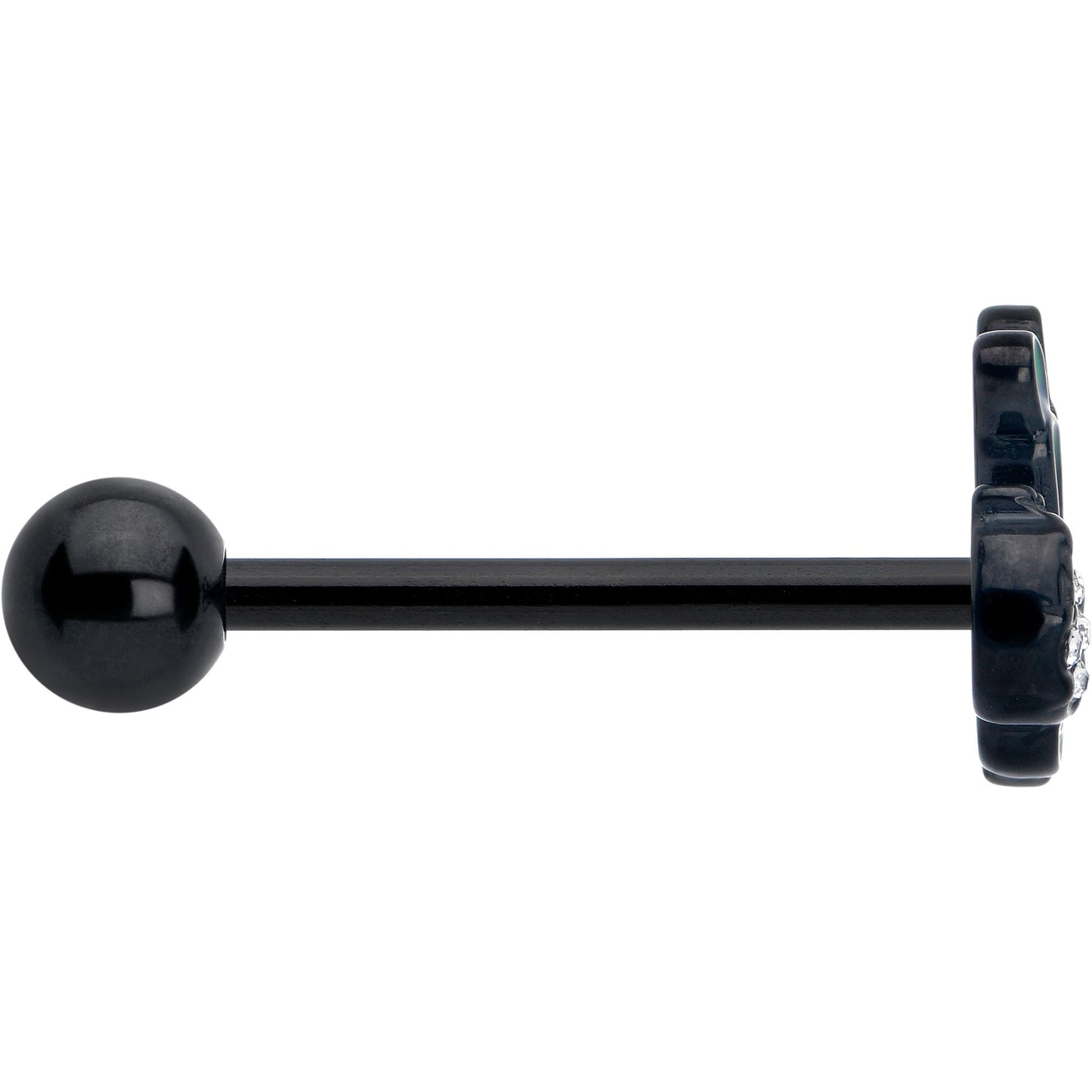 Clear Gem Black Peacock Green Barbell Tongue Ring