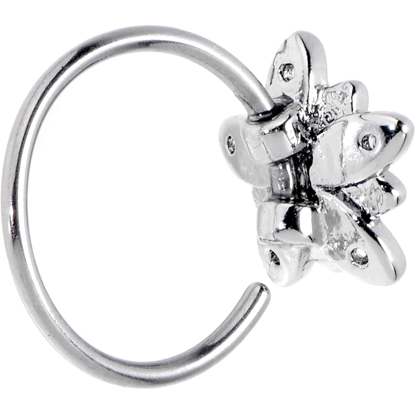 20G 5/16 Pink Clear CZ Gem Snowflake Flower Nose Hoop