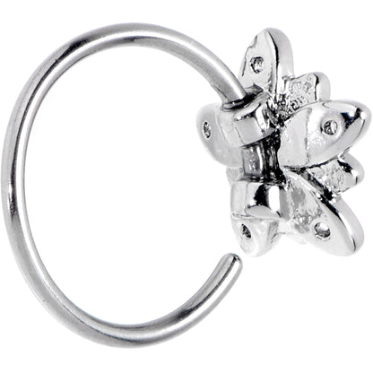 20G 5/16 Pink Clear CZ Gem Snowflake Flower Nose Hoop