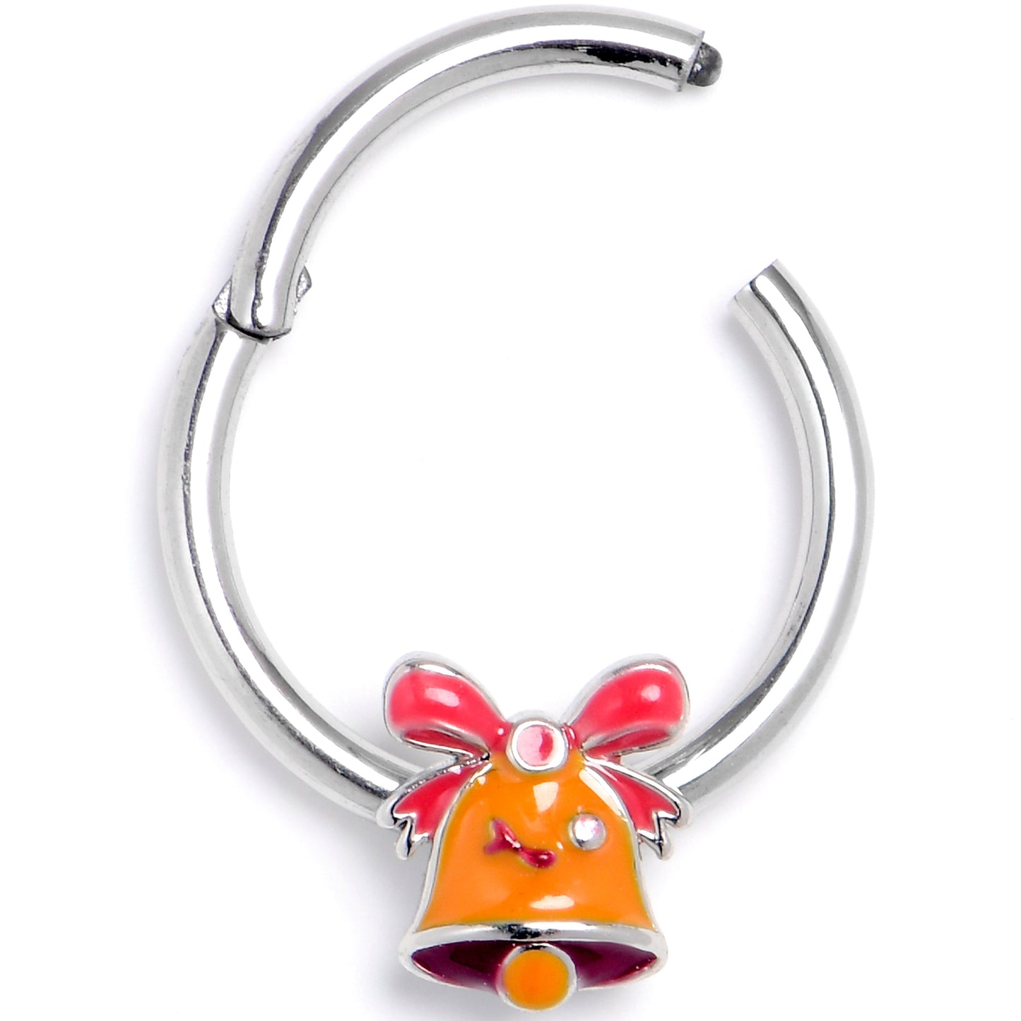 16G 3/8 Holiday Bell Bling Hinged Segment Ring