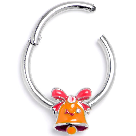 16G 3/8 Holiday Bell Bling Hinged Segment Ring