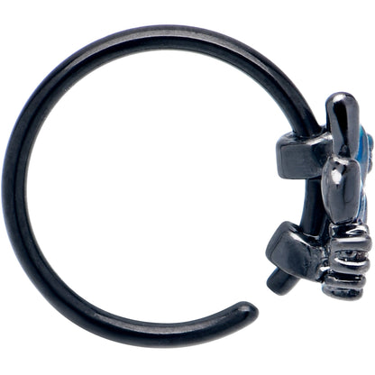 20G 5/16 Clear CZ Gem Black Lush Leaves Nose Hoop