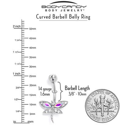 Aurora Clear CZ Gem Understated Dragonfly Belly Ring