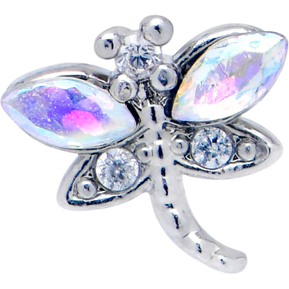 20G 7mm Aurora CZ Gem Understated Dragonfly L Shape Nose Ring